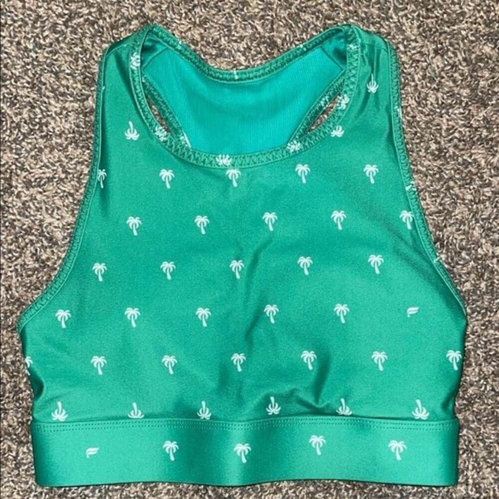 Fabletics Green Sports Bra with Palm Print-XS